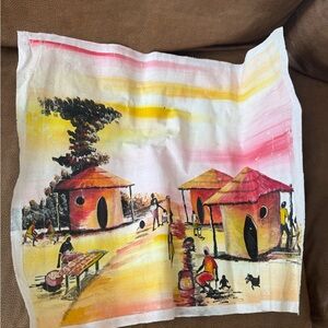 Colorful Village Scene Fabric Art